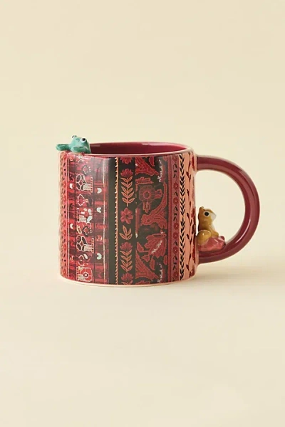 Urban Outfitters Animal Friends Ceramic Mug In Ruby At  In Red