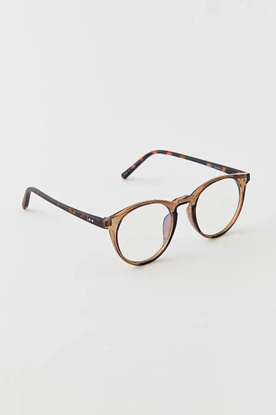 Urban Outfitters Anna Round Blue Light Glasses In Black/tort, Women's At