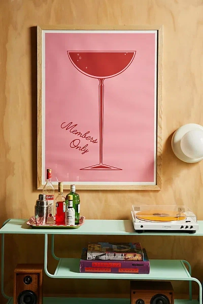 Urban Outfitters Annie Members Only Cocktail Art Print In Natural Wood Frame At  In Orange