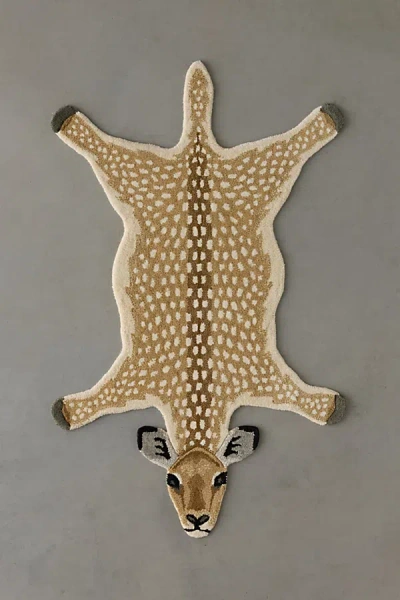 Urban Outfitters Antelope Shaped Tufted Wool Rug In Tan At  In Brown