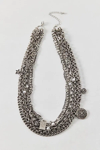 Urban Outfitters Apollo Multi-strand Chain Necklace In Silver, Men's At