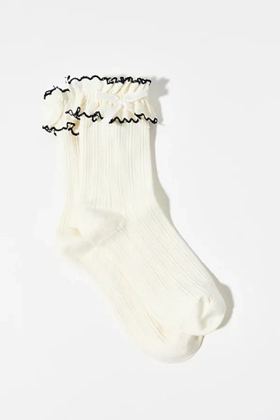 Urban Outfitters Applique Femme Ruffle Sock In Ivory, Women's At