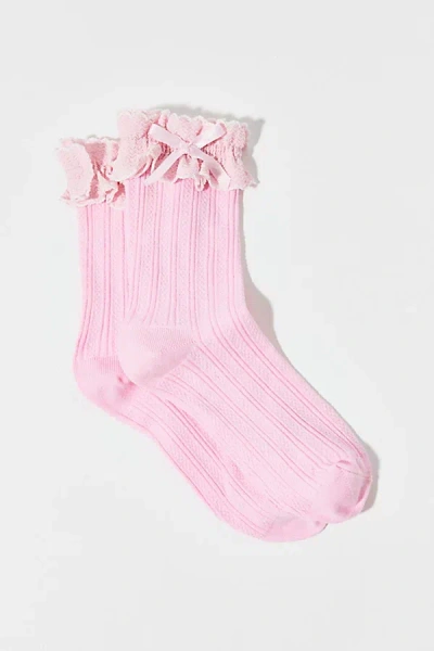 Urban Outfitters Applique Femme Ruffle Sock In Pink, Women's At