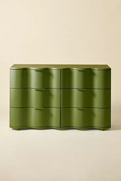 Urban Outfitters Aria 6-drawer Short Squiggle Dresser In Lichen At  In Green