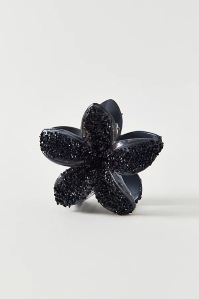Urban Outfitters Aria Glitter Flower Claw Clip In Black, Women's At
