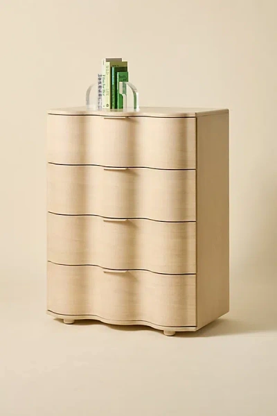Urban Outfitters Aria Tall 4-drawer Squiggle Dresser In Light Oak At  In Neutral