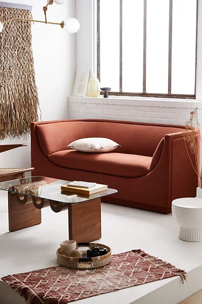 Urban Outfitters Aria Upholstered Curved Sofa In Rust At