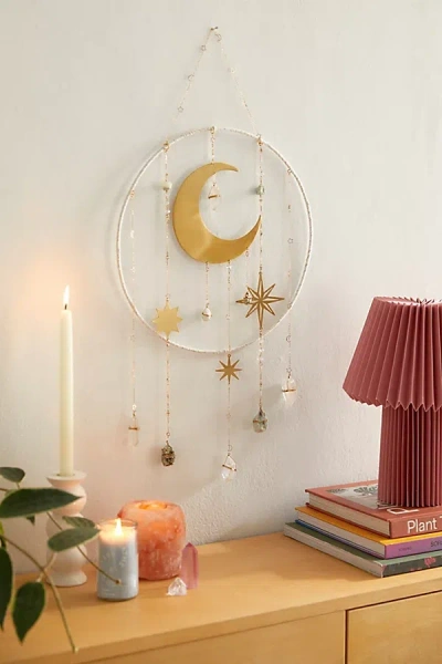 Urban Outfitters Ariana Ost Moon & Stars Healing Crystal Wall Hanging In Assorted At  In Gold