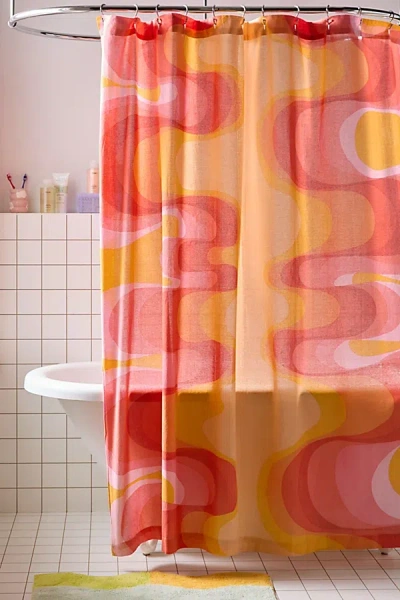 Urban Outfitters Arlo Swirl Shower Curtain In Red At  In Orange