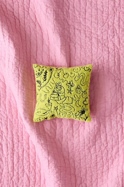 Urban Outfitters Around The Pond Critter Embroidered Throw Pillow In Doodle Bug At  In Yellow