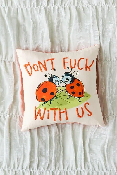 Urban Outfitters Around The Pond Critter Embroidered Throw Pillow In Ladybug Dont Fw Us At  In Multi