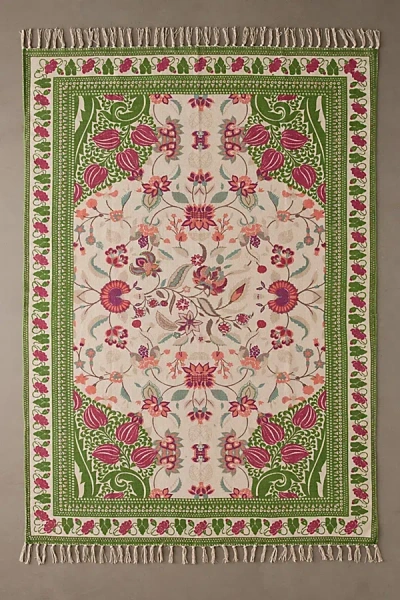 Urban Outfitters Art Deco Tulip Floral Printed Rug In Pink At