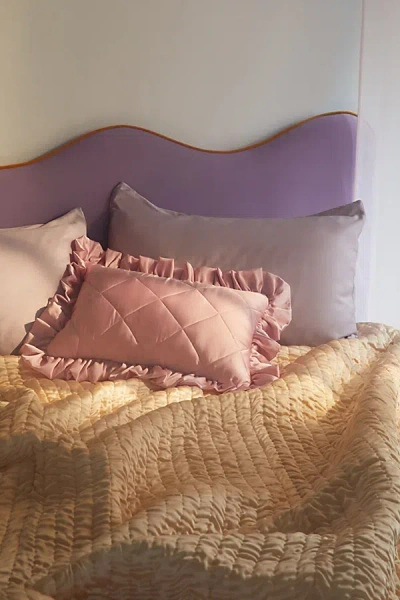 Urban Outfitters Ashley Satin Quilted Throw Pillow In Pink At  In Gold