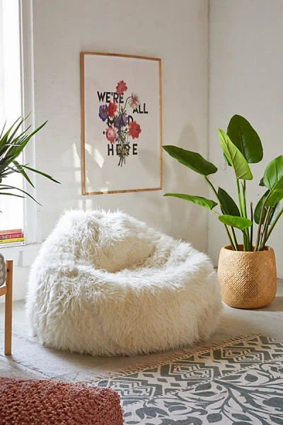 Urban Outfitters Aspyn Faux Fur Shag Bean Bag Chair In White