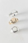 Urban Outfitters Athens Stainless Steel Signet Ring Set In Silver, Men's At  In Silver