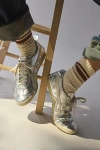 Urban Outfitters Athletic Striped Scrunch Crew Sock In Cream/brown Stripe, Women's At