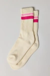 Urban Outfitters Athletic Striped Scrunch Crew Sock In Cream/pink Stripe, Women's At