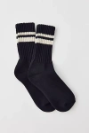 Urban Outfitters Athletic Striped Scrunch Crew Sock In Black/ecru Stripe, Women's At