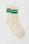 Urban Outfitters Athletic Striped Scrunch Crew Sock In Cream/green Stripe, Women's At