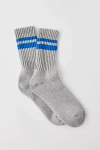 Urban Outfitters Athletic Striped Slouch Crew Sock In Grey/cobalt Stripe, Women's At