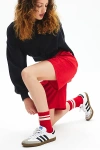 Urban Outfitters Athletic Striped Scrunch Crew Sock In Goji Berry/cream, Women's At  In Red