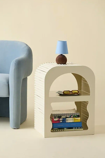 Urban Outfitters Ava Fluted Cutout Storage Nightstand In Ivory At