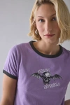Urban Outfitters Avenged Sevenfold Band Graphic Ringer Baby Tee In Purple, Women's At  In Purple