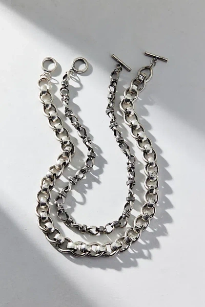 Urban Outfitters Avery Chunky Chain Layering Necklace Set In Silver, Men's At