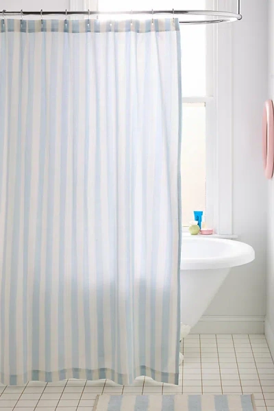 Urban Outfitters Awning Stripe Patterned Shower Curtain In Winter Sky At  In Blue