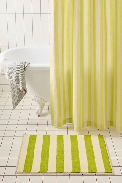 Urban Outfitters Awning Stripe Plush Printed Bath Mat In Green Oasis At
