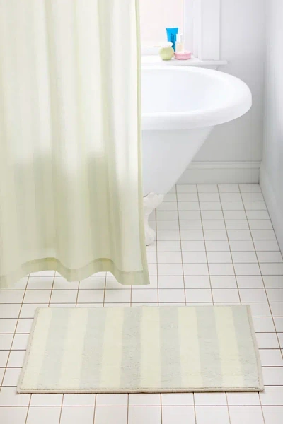 Urban Outfitters Awning Stripe Plush Printed Bath Mat In Mint Tea At  In White