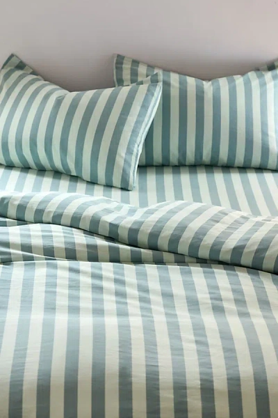 Urban Outfitters Awning Striped Patterned Duvet Cover Set In Mint Tea At