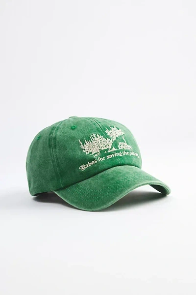 Urban Outfitters Babes Saving The Planet Washed Dad Hat In Green, Men's At