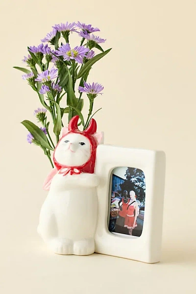 Urban Outfitters Bad Kitty Instax Mini Ceramic Picture Frame Vase In Red At  In White