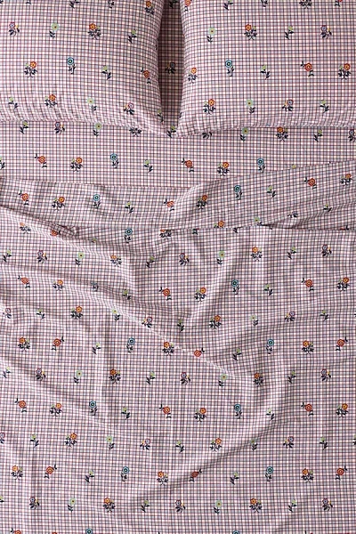 Urban Outfitters Bailee Boho Floral Checkered Patterned Sheet Set In Blue At  In Multi