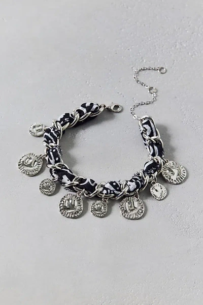 Urban Outfitters Bandana Charm Bracelet In Black, Women's At  In Metallic