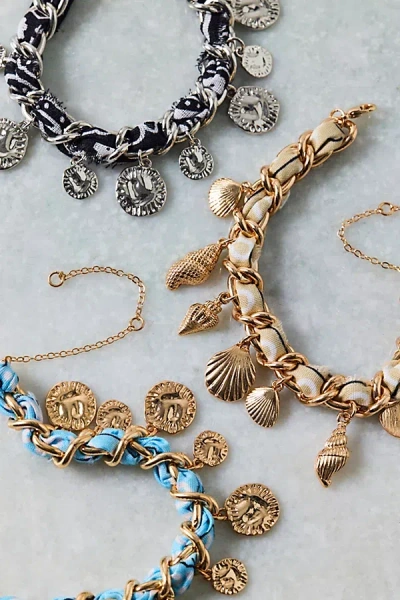 Urban Outfitters Bandana Charm Bracelet In Ivory, Women's At  In Metallic