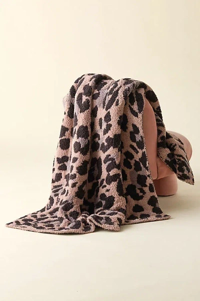 Urban Outfitters Barefoot Dreams Cozychic Leopard Print Throw Blanket In Deep Willow At  In Brown