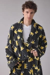 Urban Outfitters Basquiat Crown Pattern Robe In Black, Men's At  In Black
