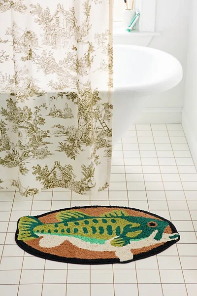 Urban Outfitters Bass Plaque Oval Tufted Bath Mat In Green At