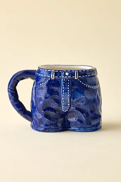 Urban Outfitters Bdg Denim Jort Shape Ceramic Mug In Tinted Denim At  In Blue