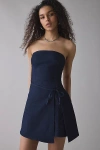Urban Outfitters Bdg Paige Strapless Wrap Mini Dress In Rinsed Denim, Women's At