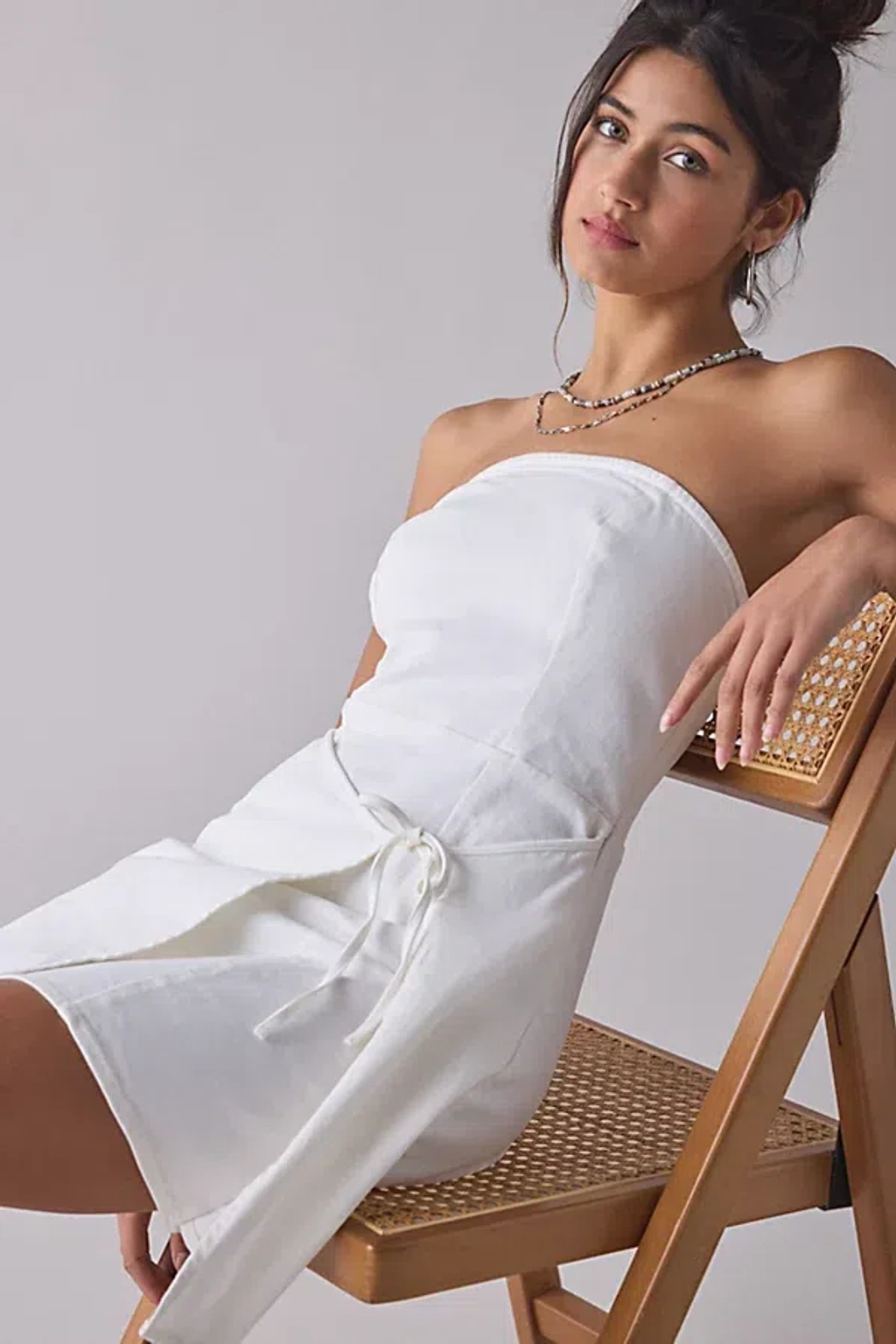 Urban Outfitters Bdg Paige Strapless Wrap Mini Dress In White, Women's At |  ModeSens
