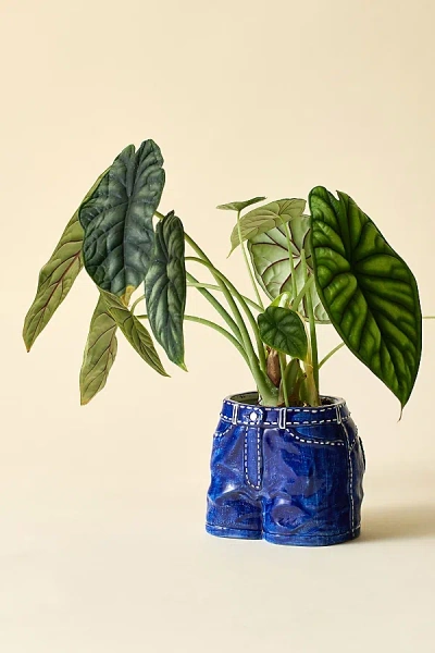 Urban Outfitters Bdg Vintage Denim Pant Ceramic Planter In Navy At  In Blue