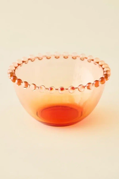 Urban Outfitters Beaded Edge Tinted Glass Cereal Bowl In Orange At