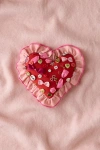 Urban Outfitters Beaded Heart Ruffle Throw Pillow In Galentines At  In Red
