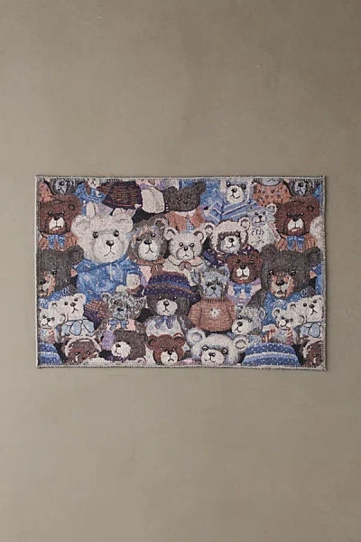 Urban Outfitters Bear Collage Printed Washable Rug In Brown Pattern At  In Multi