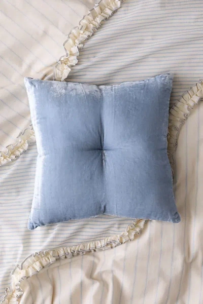 Urban Outfitters Beau Velvet Pintuck Throw Pillow In Blue At