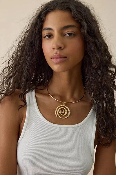 Urban Outfitters Belize Metal Pendant Wire Choker Necklace In Gold, Women's At