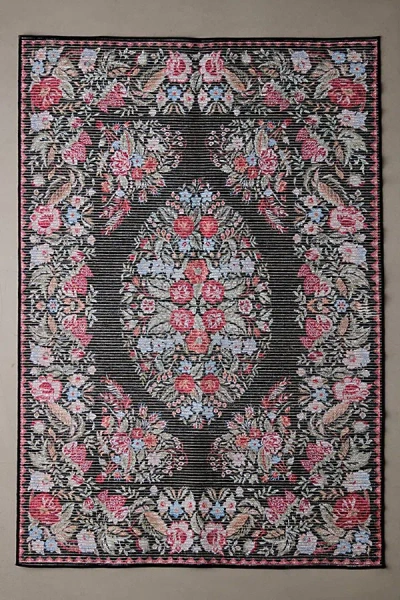 Urban Outfitters Bella Floral Rug In Black At